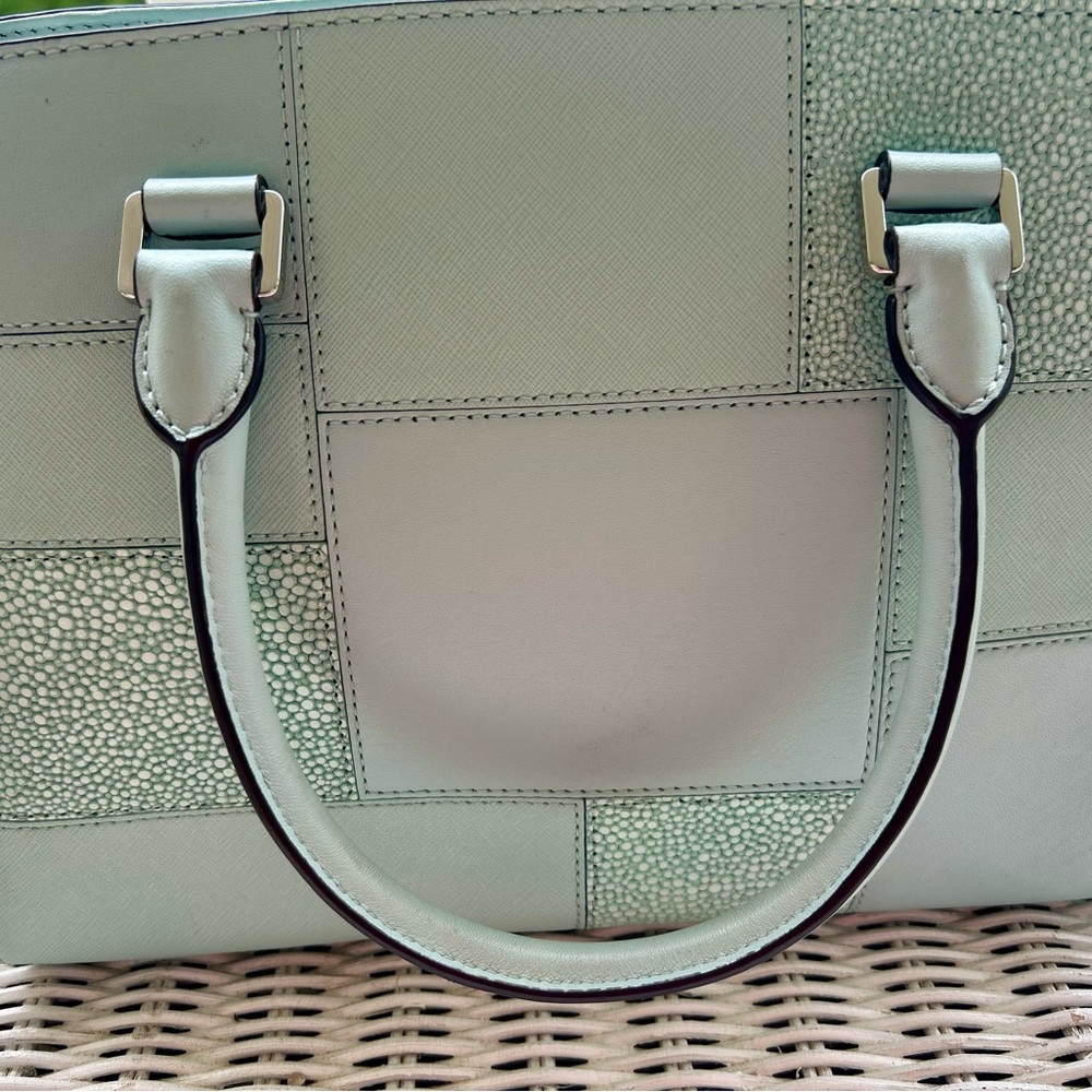 MICHAEL KORS. Selma Celadon Satchel Embossed Leather. Light Blue/Greenish Color - Picture 10 of 10